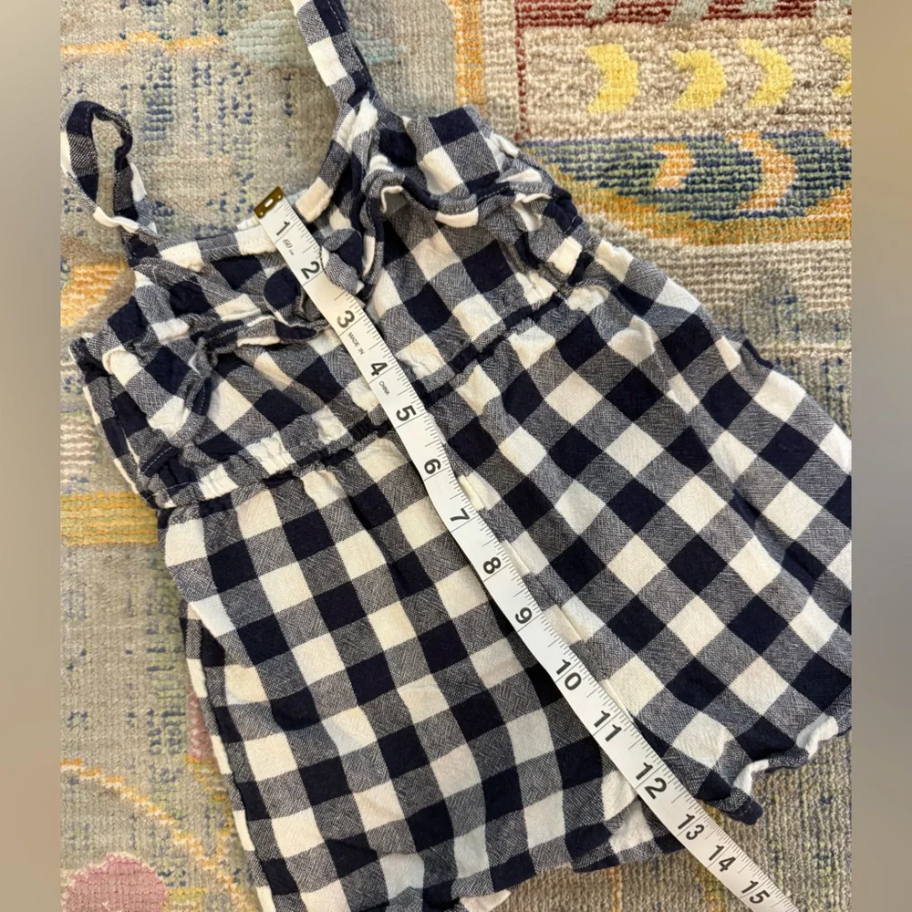Girls‎ Gingham Plaid Linen Romper One Piece